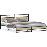 Metalni Kovinski posteljni okvir brez vzmetnice sonoma hrast 193x203 cm, (21829379) | Shoptok.si