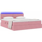  Krevet s LED trakama s uzglavljem Ružičasta 180 x 200 cm Baršun | shoptok.hr