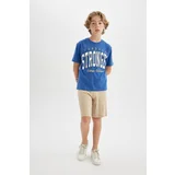 Defacto Boy's Printed Short Sleeve T-shirt Shorts 2-Piece Set