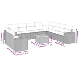  11-dijelni set vrtnih sofa od poliratana s jastucima sivi | shoptok.hr