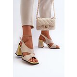 Kesi Women's High Heeled Sandals Beige D&A | shoptok.hr