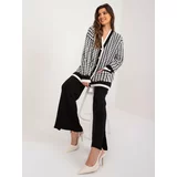 Fashion Hunters White and black cardigan with decorative buttons