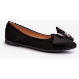 Boto PS1 Women's Eco-Suede Ballerina Flats with Bow and Brooch Black Satris | shoptok.hr