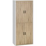 HOMCOM Lesena kuhinjska shramba iz MDF s 4 nastavljivimi policami, 4 vrati in napravo proti prevračanju, 80x40x182cm, les in bela, (20745532) Cene