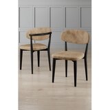 Hanah home set trpezarijskih stolica Onex 2 kom, kapućino bukle tkanina, crne drvene noge | Eponuda.com