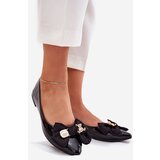 Boto Glossy ballerinas with bow and gold brooch black Rivona | shoptok.hr