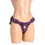 Deluxe Leather Strap-On Corset - Purple