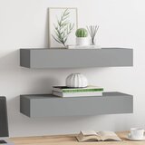  Zidne police s ladicom 2 kom sive 60 x 23,5 x 10 cm MDF | Eponuda.com