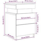  Noćni ormarić s LED svjetlima 2 kom Crna hrast 35x39x55 cm | shoptok.hr