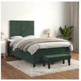 vidaXL Box spring postelja z vzmetnico temno zelena 120x200 cm žamet Cene