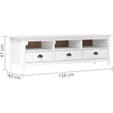 vidaXL TV omarica Hill Range bela 158x40x47 cm trdna borovina | Shoptok.si