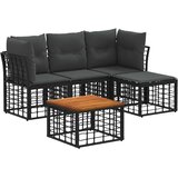  Set vanjskih sofa 5 pcs Crna i tamno siva Poliester - Crna sa stolom | shoptok.hr