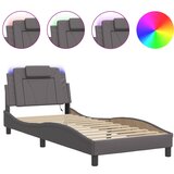 Furnova Posteljni okvir z LED lučkami siv 90x190 cm umetno usnje, (21942093) | Shoptok.si
