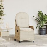 vidaXL Recliner stol s blazino bež poli ratan | Shoptok.si