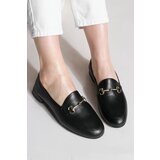 Marjin Women's Genuine Leather Chain Loafers Casual Shoes Tanle Black Cene