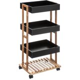 Five kolica za odlaganje 4 police natureo 40.2x30x87.8cm bambus/mdf crna | shoptok.hr