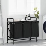 Košara za rublje s 3 odjeljka i kotačićima, siva, Sonoma | Shoptok.si