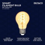 Deltaco SMART HOME Spiralna LED Filament Žarulja E27, WiFi 2.4GHz, 5.5W, 470lm, 1800K-6500K | shoptok.hr