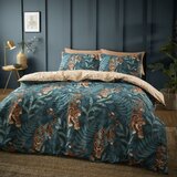 Catherine Lansfield Zelena/rjava podaljšana posteljnina za zakonsko posteljo 230x220 cm Tropic Tiger Leaf – | Shoptok.si