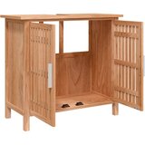 vidaXL Kopalniška omarica za umivalnik 66x29x61,5 cm trdna orehovina | Shoptok.si