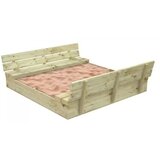 Kinder Home drveni dječji pješčanik s klupama i zaštitnim poklopcem 157×157×21 cm Cijene