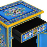 vidaXL Nočna omarica iz trdnega mangovega lesa turkizna ročno barvana | Shoptok.si