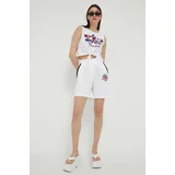 Love Moschino Pamučne kratke hlače boja: bijela, s aplikacijom, visoki struk