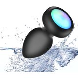 Mrow svetleč, radijsko voden, baterijski analni vibrator (črn) | Shoptok.si