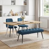  Klupa s gumbastim tkanjem Plava 110 x 40 x 46 cm Baršun | shoptok.hr
