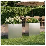 vidaXL Vrtna saksija 2 kom. Srebrna 50 x 30 x 40 cm Pocinčani čelik - Pocinčani čelik 50 x 30 x 40 cm 2 | shoptok.hr