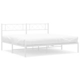 vidaXL Kovinski posteljni okvir z vzglavjem bel 200x200 cm | Shoptok.si