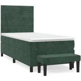 Box spring krevet s madracem tamnozeleni 90x190 cm baršunasti | shoptok.hr