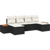 vidaXL 6-dijelni set garniture za vrt s jastučićima Crna Poli Ratan Akacija | shoptok.hr