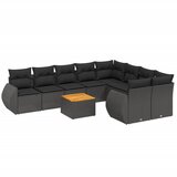  10-dijelni set vrtnih sofa s jastucima crni od poliratana | shoptok.hr