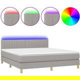  Krevet box spring s madracem LED svjetlosivi 160x200 cm tkanina | shoptok.hr