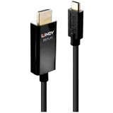 Lindy priključni kabel USB-C™ utikač, HDMI-A utikač 1 m crna 43291 USB-C™ Display kabel