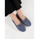 GOODIN Leather blue loafers with a chain on the platform | Shoptok.si