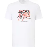 Jack & Jones Plus Majica 'ARUBA' losos / črna / bela