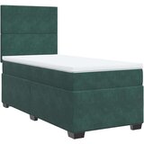 vidaXL Box spring postelja z vzmetnico temno zelen 90x190 cm žamet | Shoptok.si