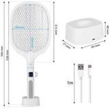  LED električni lapač insekata 2 u 1 sa LCD displejem 1200 mAh/5V, bela | Eponuda.com
