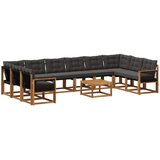 vidaXL Zunanja garnitura za sedenje z blazino 11 pcs Naravna in črna, (5000282221) | Shoptok.si