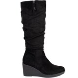 Shelvt Black suede women's wedge boots | shoptok.hr