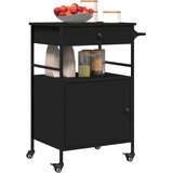  Kuhinjska kolica crna 56 x 43 x 89,5 cm od konstruiranog drva | shoptok.hr