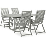 The Living Store Vrtni blagovaonski set od 5 dijelova (150-200) x 100 cm, masivno drvo akacije, sive boje | shoptok.hr