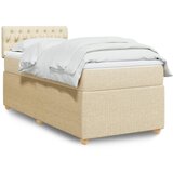 vidaXL Box spring postelja z vzmetnico krem 90x190 cm blago | Shoptok.si