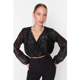 Trendyol Black Sequined Blouse | shoptok.hr
