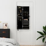  Zidni ormarić za nakit s ogledalom crni 30 x 8,5 x 106 cm | shoptok.hr