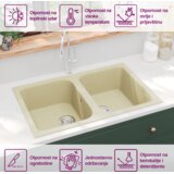  Kuhinjski umivaonik Bež 76 x 48 x 30 cm Kvarc i smola | shoptok.hr