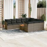 vidaXL 11-dijelni set vrtnih sofa od poliratana s jastucima sivi Cijene