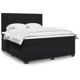 vidaXL Box spring postelja z vzmetnico črna 180x200 cm žamet | Shoptok.si